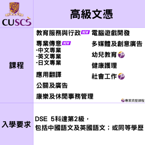 香港中文大學高級文憑一文看清CUSCS全日制課程